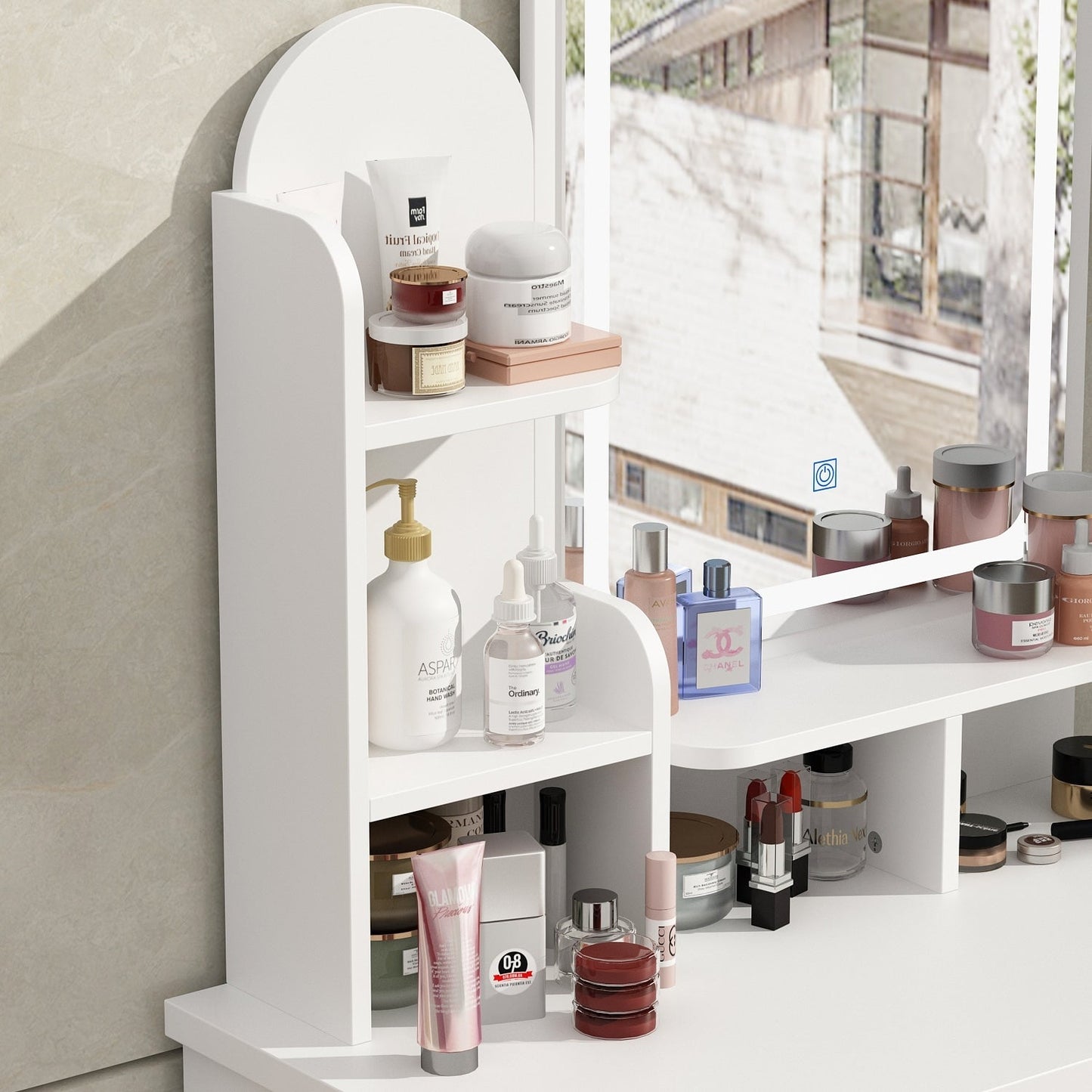 Ensemble coiffeuse avec miroir et lampe, table de maquillage avec tabouret