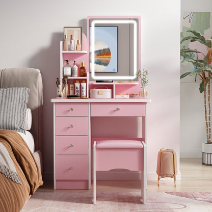 Ensemble coiffeuse avec miroir et lampe, table de maquillage avec tabouret