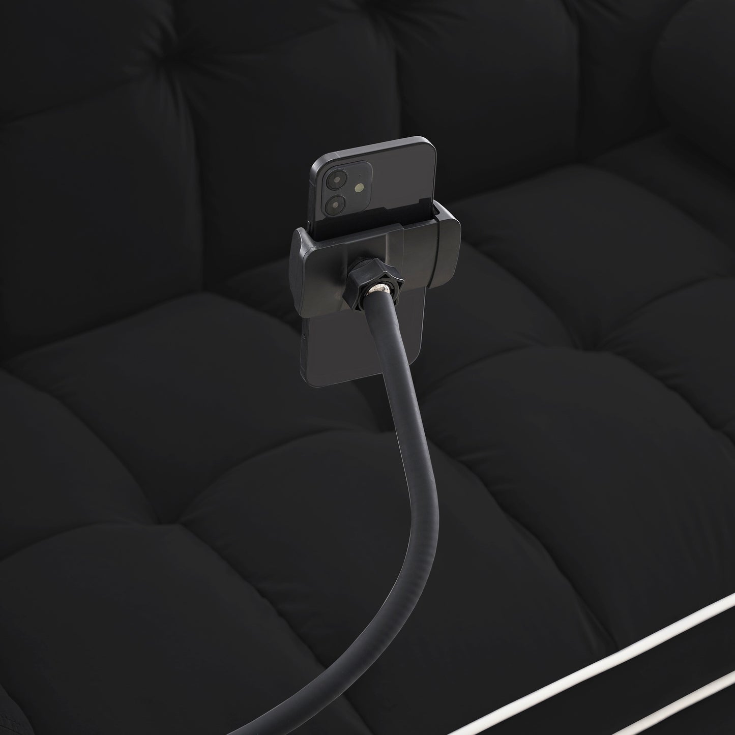 Canapé-lit convertible 2 places en velours de 140 cm avec lit gigogne, dossier inclinable, poches latérales et support pour téléphone