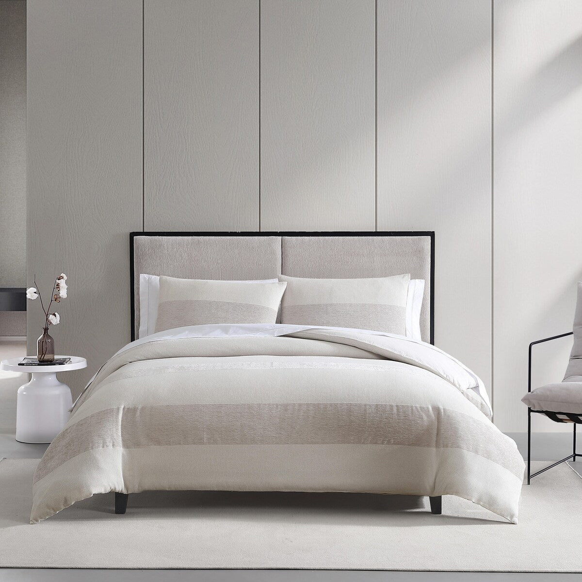 Ensemble de couette beige à rayures gaufrées en chenille Vera Wang