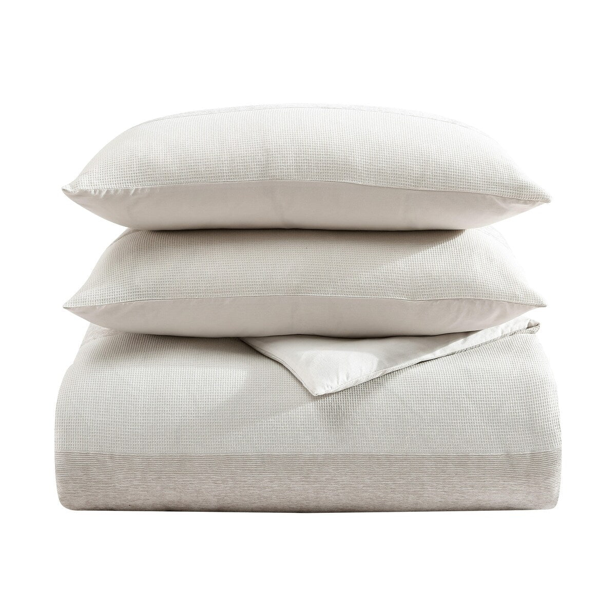 Ensemble de couette beige à rayures gaufrées en chenille Vera Wang