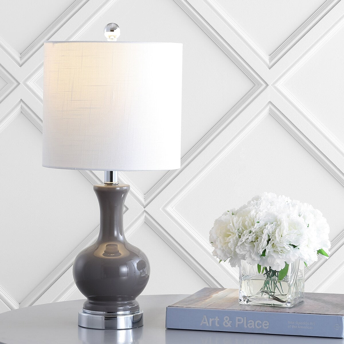 Lampe de table LED Vermont 22 en verre et métal, blanche (lot de 2) par JONATHAN Y