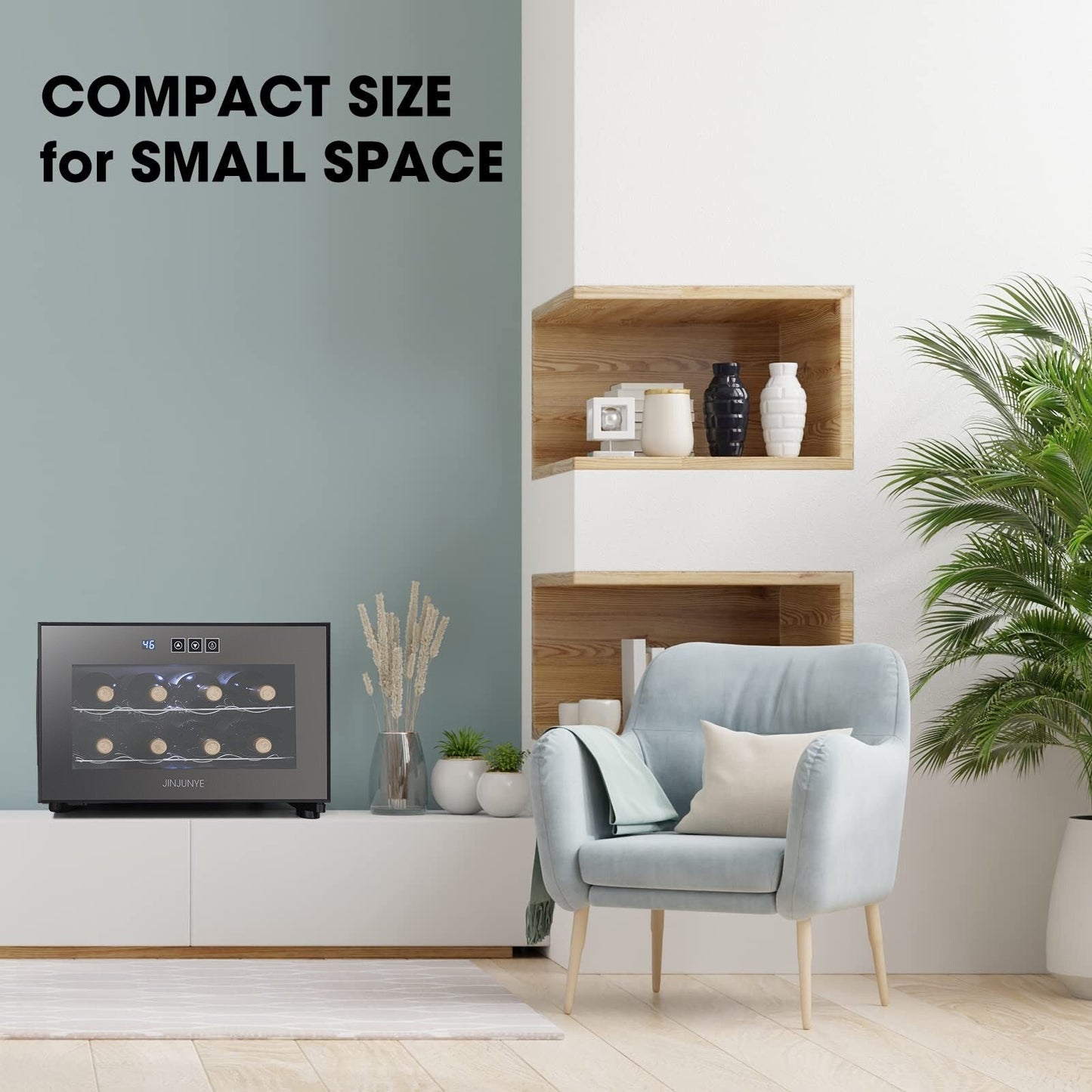 Refroidisseur de boissons polyvalent pour 8 bouteilles (8 à 19 °C) : design élégant et fonctionnement ultra-silencieux pour une utilisation à domicile