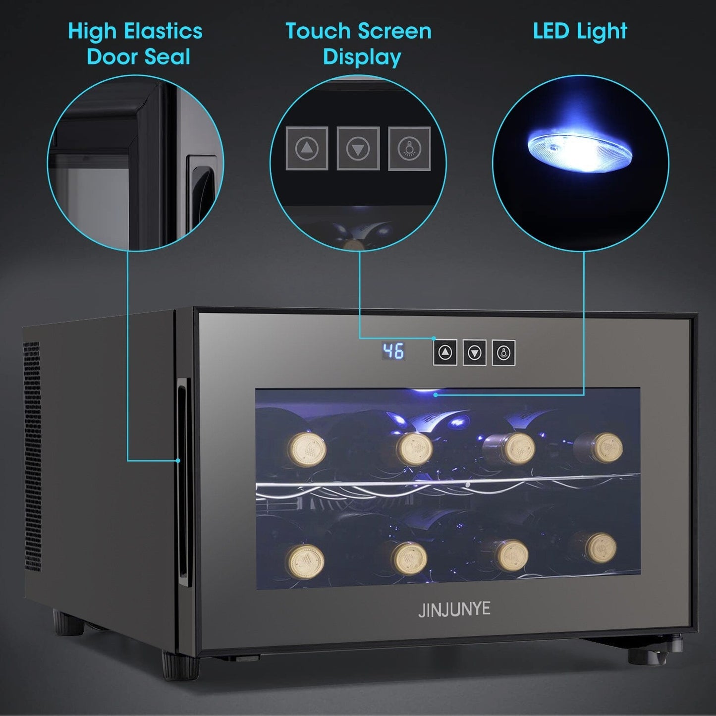 Refroidisseur de boissons polyvalent pour 8 bouteilles (8 à 19 °C) : design élégant et fonctionnement ultra-silencieux pour une utilisation à domicile