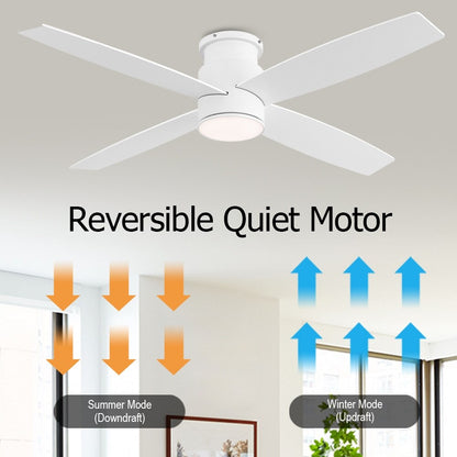 Ventilateur de plafond encastré WINGBO 44/52 pouces à courant continu avec éclairage et télécommande, 4 pales réversibles