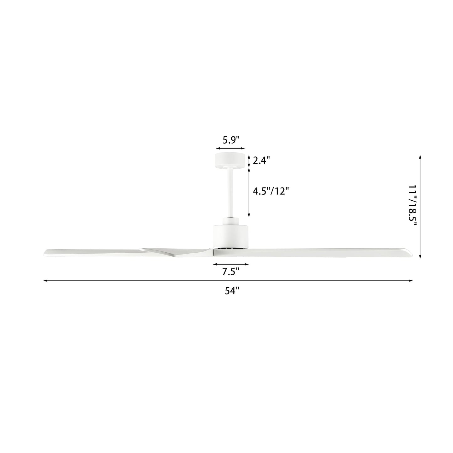 Ventilateur de plafond intérieur WINGBO 54 pouces à moteur CC sans éclairage - Non disponible