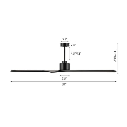 Ventilateur de plafond intérieur WINGBO 54 pouces à moteur CC sans éclairage - Non disponible