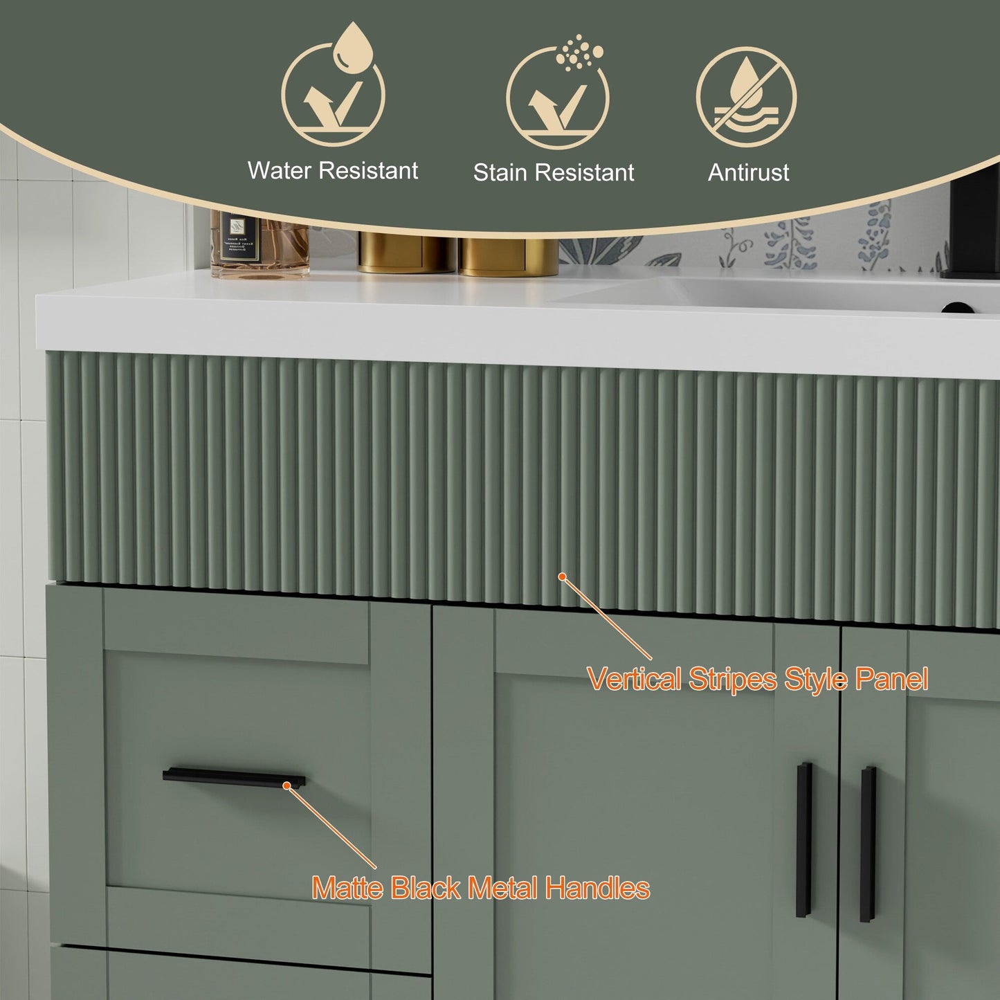 Ensemble meuble-lavabo Wavy Line 30/36/48 avec lavabo et robinet