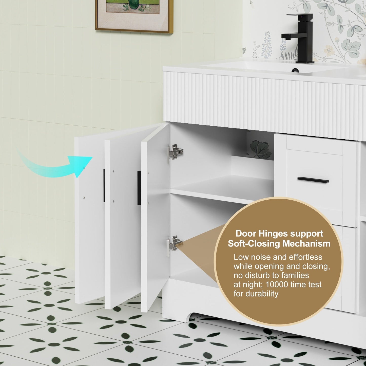 Ensemble meuble-lavabo Wavy Line 30/36/48 avec lavabo et robinet