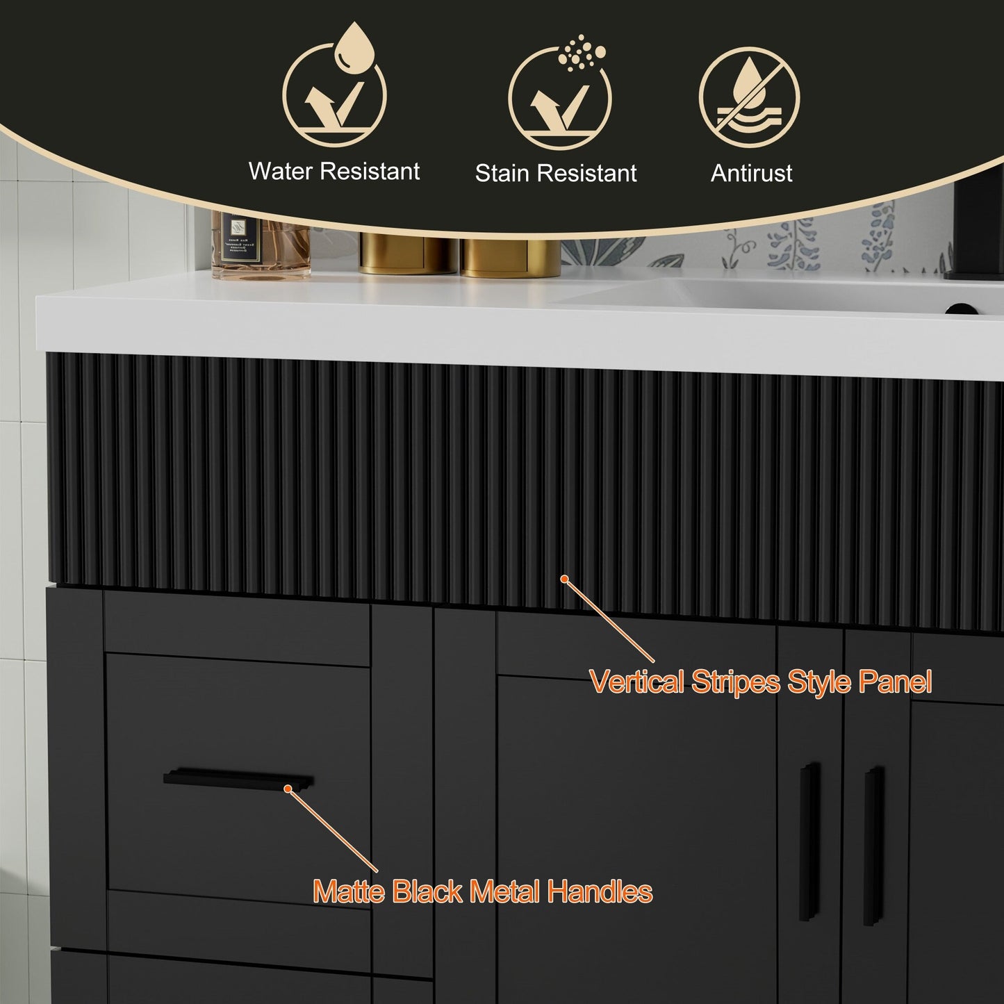 Ensemble meuble-lavabo Wavy Line 30/36/48 avec lavabo et robinet