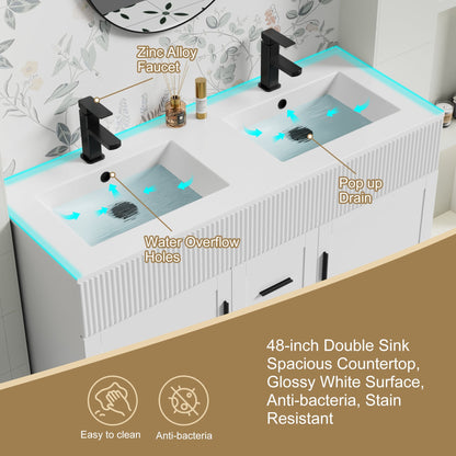 Ensemble meuble-lavabo Wavy Line 30/36/48 avec lavabo et robinet