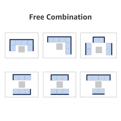 Ensemble de canapés d'angle d'extérieur 7 pièces en osier et acier avec coussins