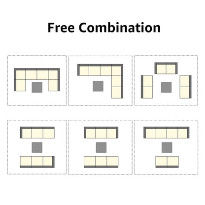 Ensemble de canapés d'angle d'extérieur 7 pièces en osier et acier avec coussins