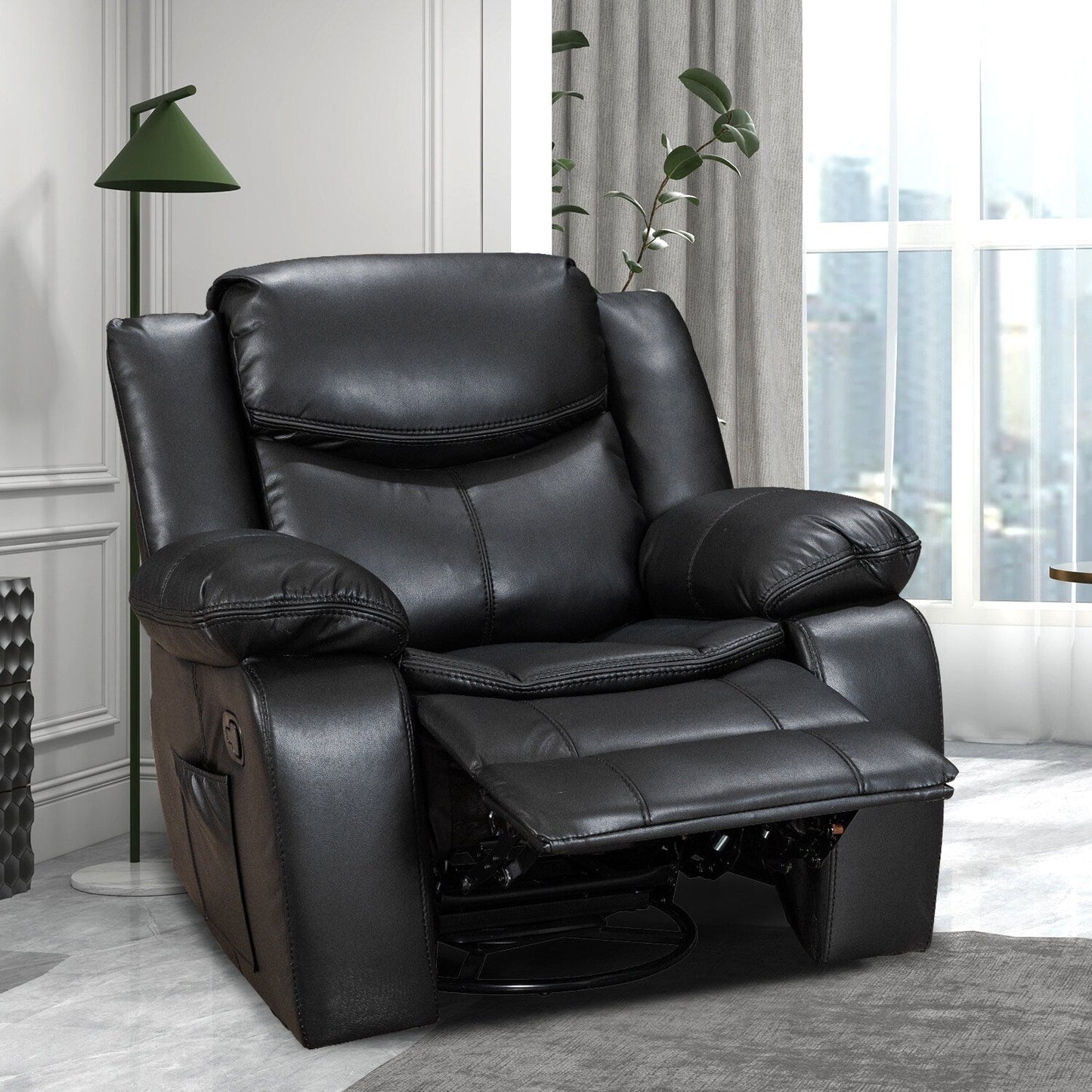 Fauteuil inclinable à large assise en cuir durable avec massage et chauffage