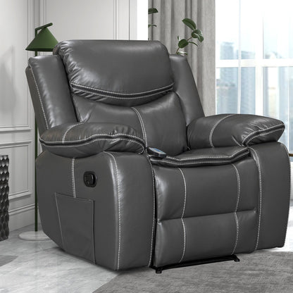 Fauteuil inclinable à large assise en cuir durable avec massage et chauffage