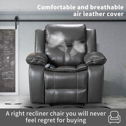 Fauteuil inclinable à large assise en cuir durable avec massage et chauffage