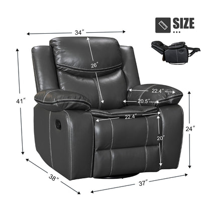 Fauteuil inclinable à large assise en cuir durable avec massage et chauffage