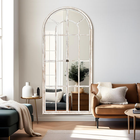 Miroir de fenêtre en bois arqué 180 cm L x 79 cm l