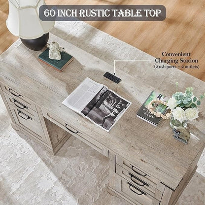 Bureau de direction style ferme, bureau en bois pour bureau à domicile, bureau d'ordinateur