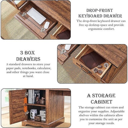 Bureau de direction style ferme, bureau en bois pour bureau à domicile, bureau d'ordinateur