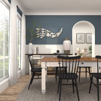 Décoration murale artisanale en bois représentant un poisson nageur, effet vieilli marron - Blanc - Roche River Decor