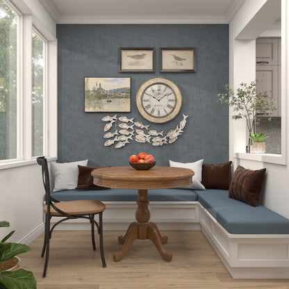 Décoration murale artisanale en bois représentant un poisson nageur, effet vieilli marron - Blanc - Roche River Decor