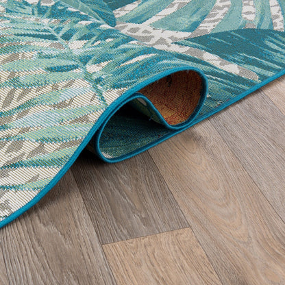 Tapis d'intérieur/extérieur contemporain à motif floral tropical de World Rug Gallery