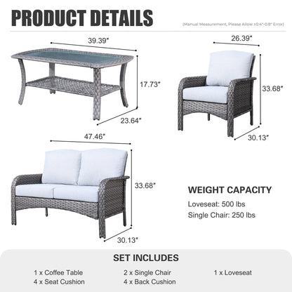 Ensemble de conversation de jardin XIZZI 4 pièces avec table