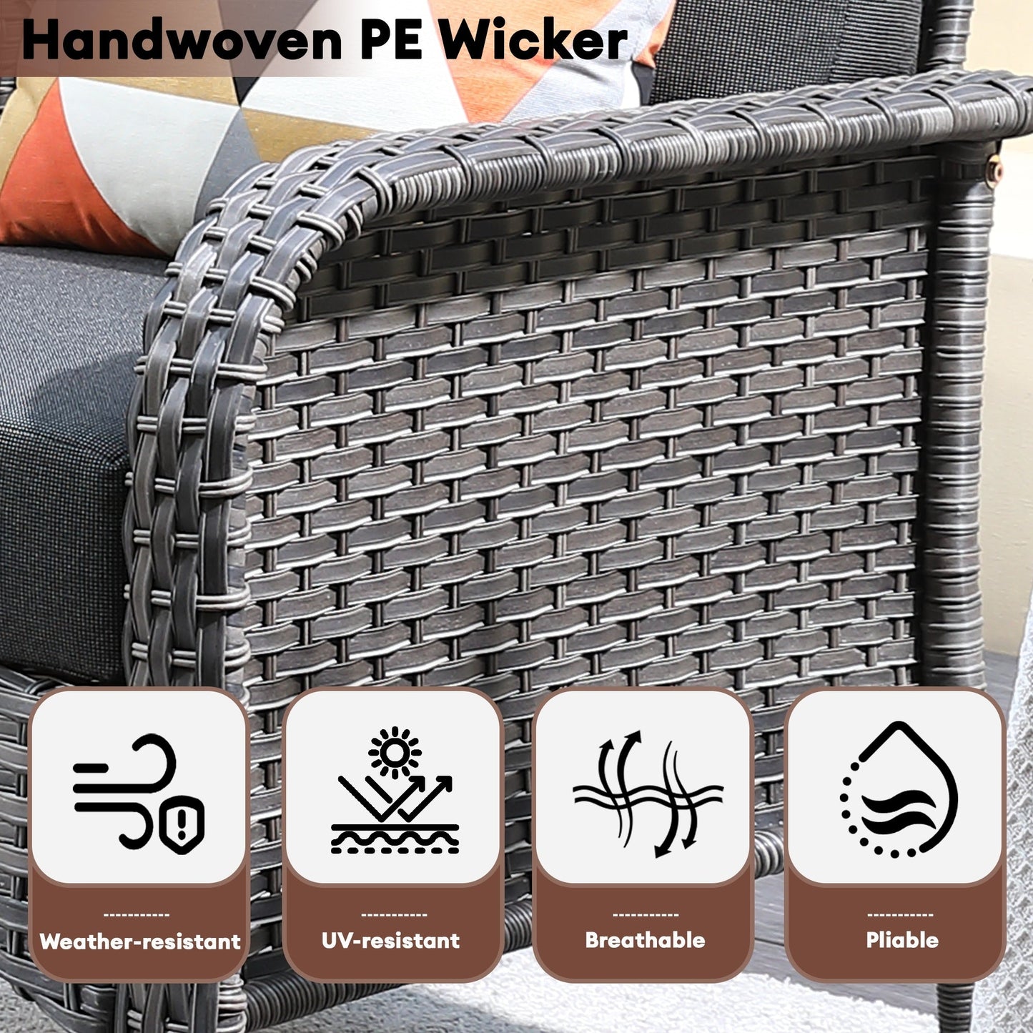 Ensemble de conversation de jardin XIZZI 4 pièces avec table