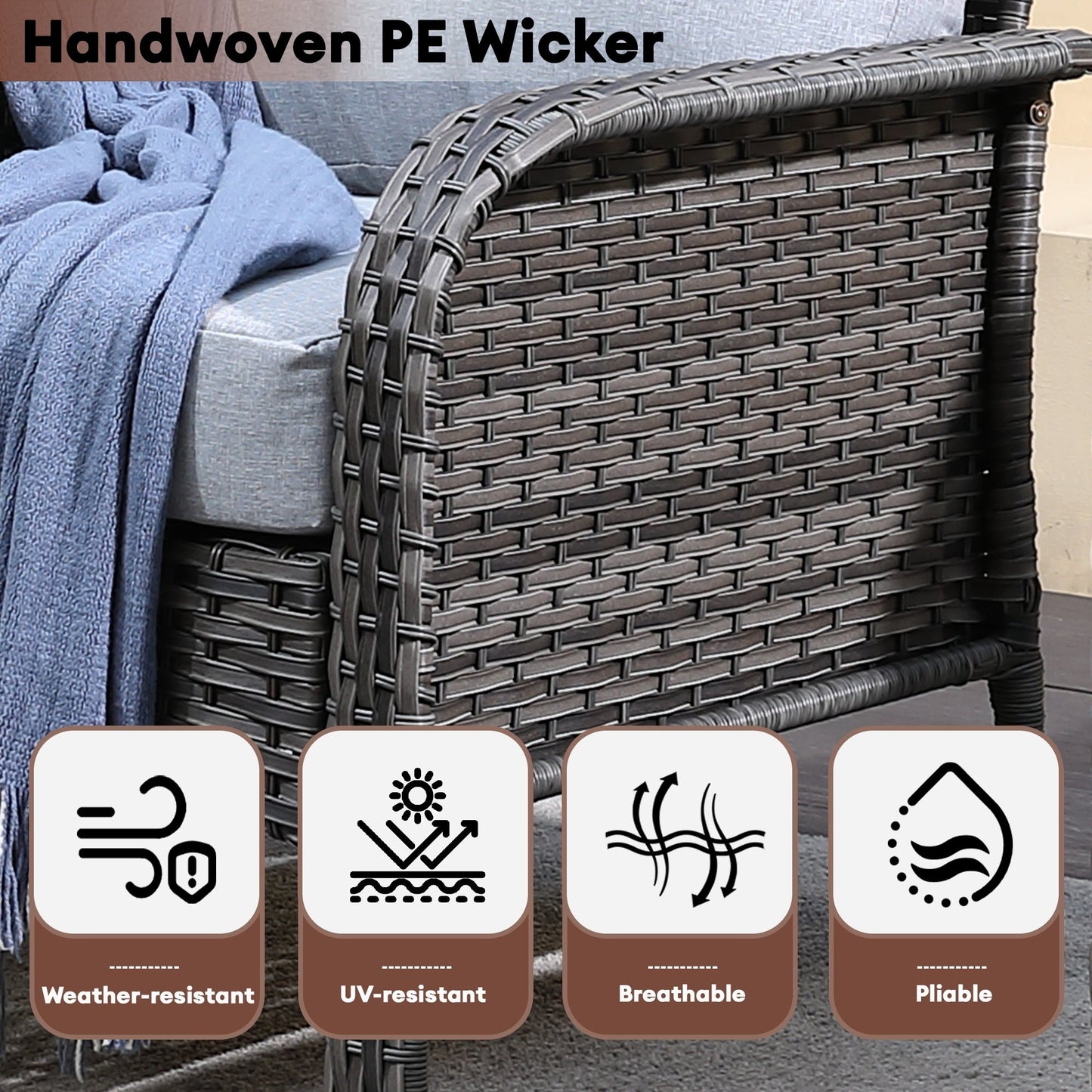 Ensemble de conversation de jardin XIZZI 4 pièces avec table