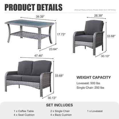 Ensemble de conversation de jardin XIZZI 4 pièces avec table