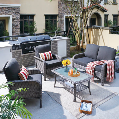 Ensemble de conversation de jardin XIZZI 4 pièces avec table