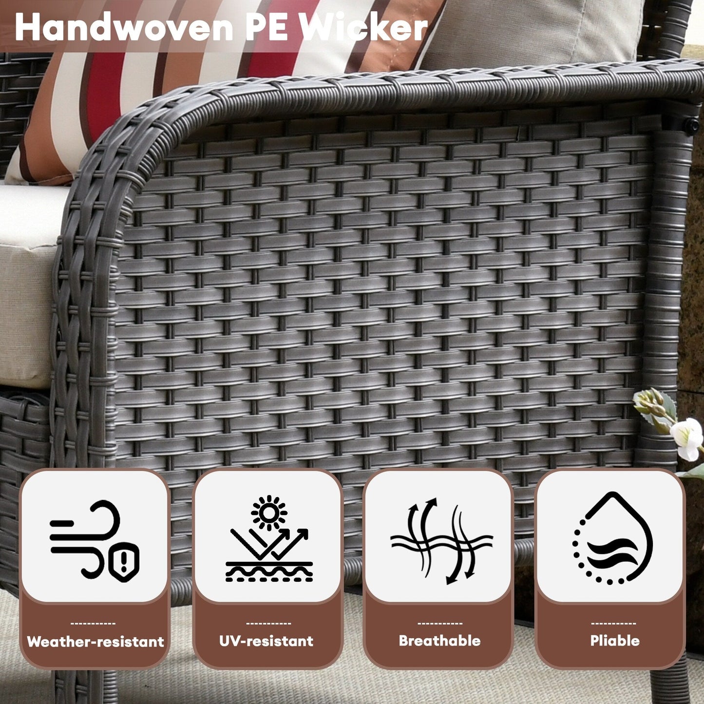 Ensemble de conversation de jardin XIZZI 4 pièces avec table