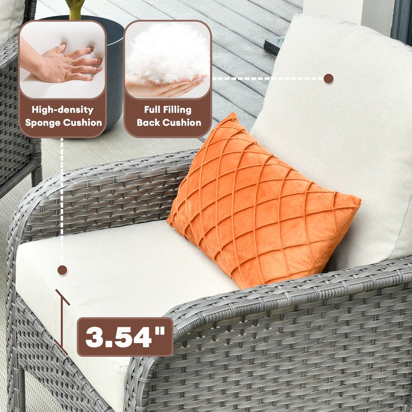 Ensemble de conversation de jardin XIZZI 4 pièces avec table