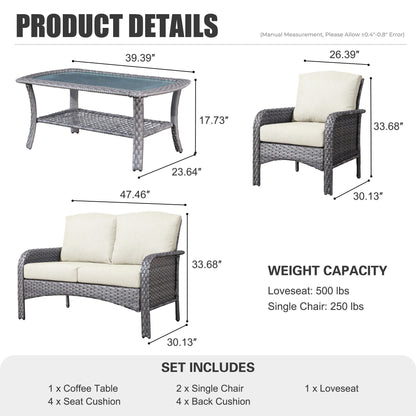 Ensemble de conversation de jardin XIZZI 4 pièces avec table