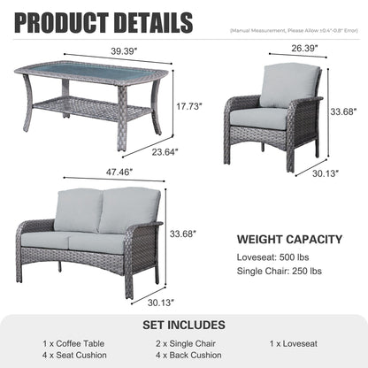 Ensemble de conversation de jardin XIZZI 4 pièces avec table