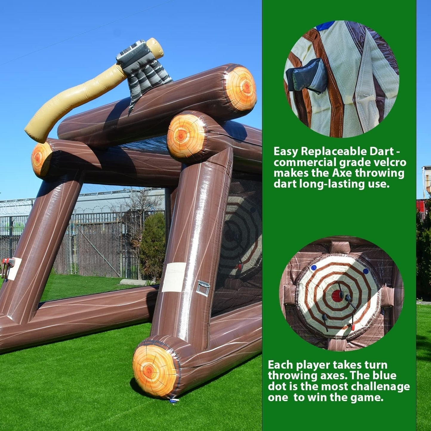 Jeu de lancer de haches gonflable XJUMP avec souffleur d'air et haches en mousse, location de qualité commerciale, léger, jeu d'extérieur