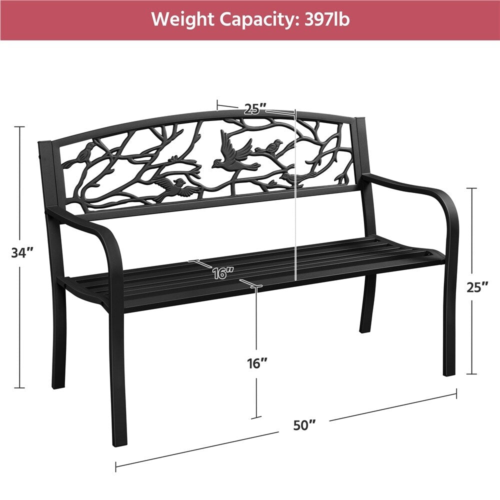 Banc de jardin Yaheetech en métal pour terrasse ou véranda - Non disponible