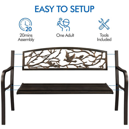 Banc de jardin Yaheetech en métal pour terrasse ou véranda - Non disponible