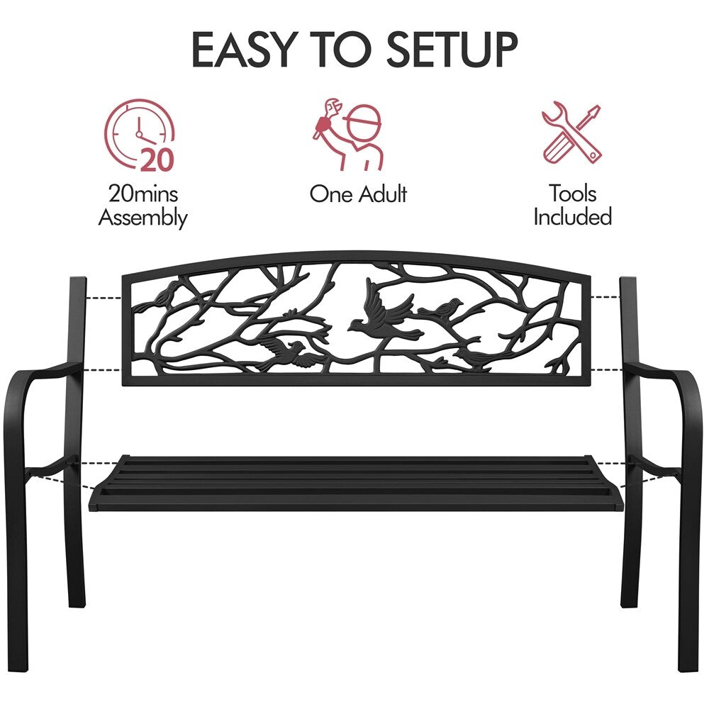 Banc de jardin Yaheetech en métal pour terrasse ou véranda - Non disponible