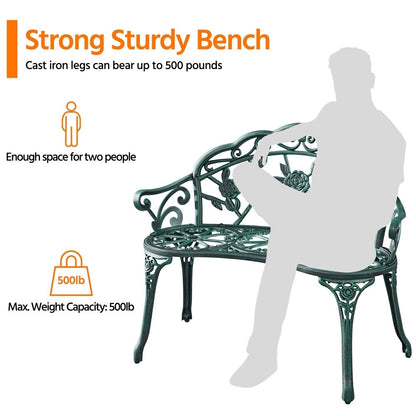 Banc d'extérieur en métal Yaheetech pour terrasse, parc ou jardin - Non applicable