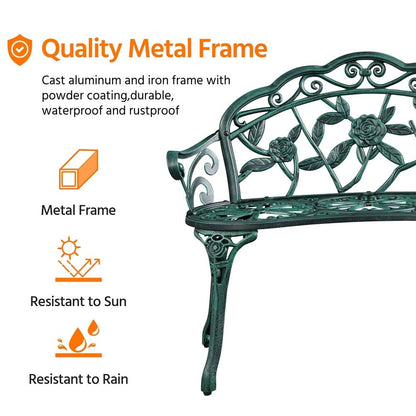 Banc d'extérieur en métal Yaheetech pour terrasse, parc ou jardin - Non applicable