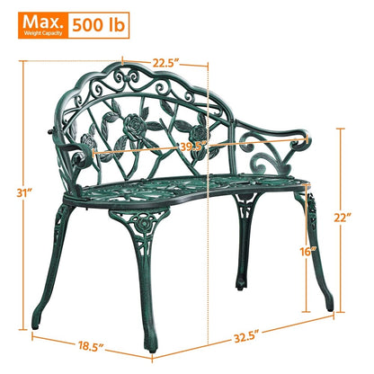 Banc d'extérieur en métal Yaheetech pour terrasse, parc ou jardin - Non applicable