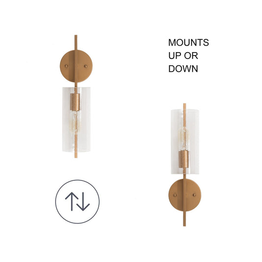 Applique murale de salle de bain de style transitionnel Zenith, style ferme moderne cylindrique, en verre bullé