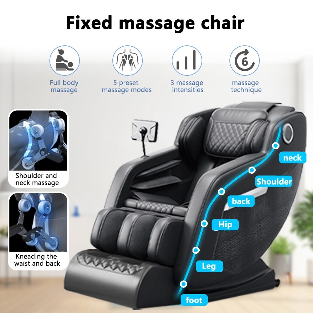 Fauteuil inclinable massant zéro gravité avec massage complet du corps, chauffage et audio Bluetooth intégré
